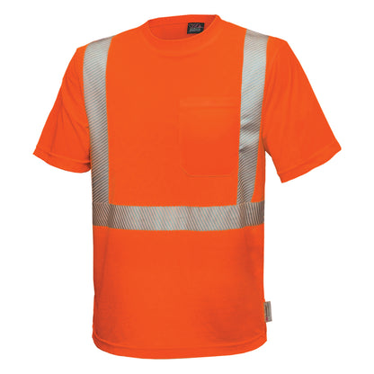 PIP Reflective Apparel 102CT ANSI Type R Class 2 Short Sleeve T-Shirt with Segmented Tape.