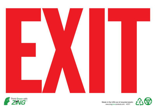 ZING Sign, Exit On, 7X10, Plastic - 1077