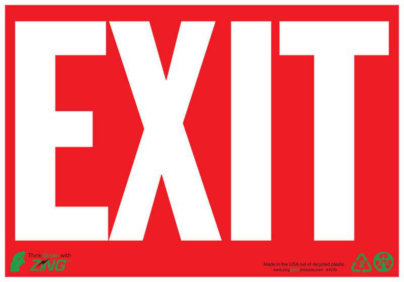ZING Sign, Exit On, 7X10, Plastic - 1078