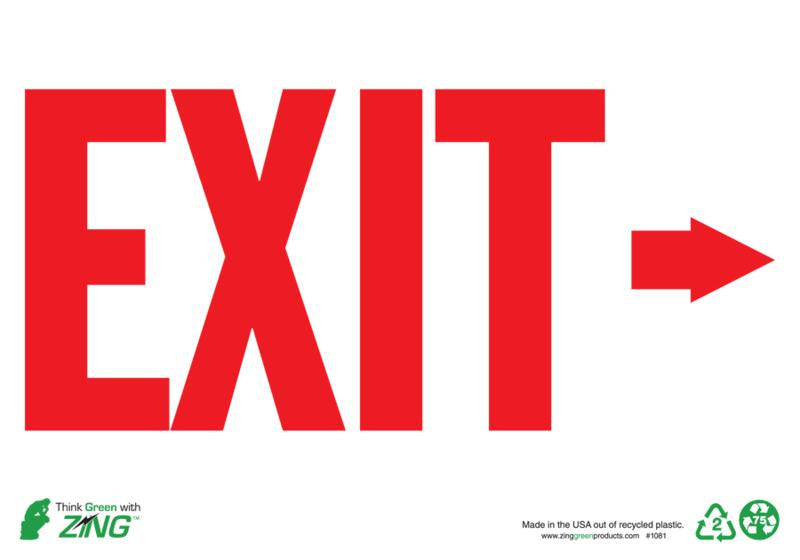 ZING Sign, Exit, Right Arrow, 10X14, Adhesive - official Zing product image 1