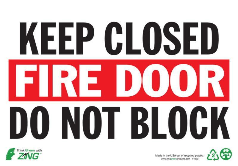 ZING Sign, Keep Fire Door Closed, 7X10, Adhesive - official Zing product image 1