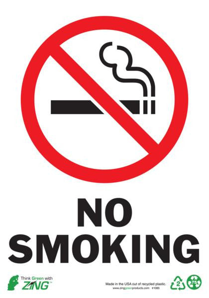ZING Sign, No Smoking, 14X10, Adhesive - official Zing product image 1