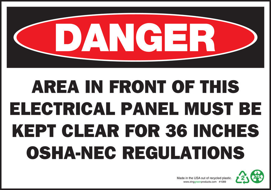 ZING Sign, Danger Electrical Panel, 7X10, Pl - 1089