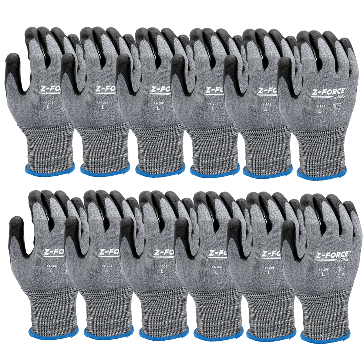 ZING Z-Force Cut Glove, 18G A6 Dark Grey Bio-Based Fiber/Hppe Shell Nitrile Palm Coating, Touchscreen - official Zing product image 3