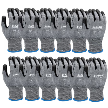 ZING Z-Force Cut Glove, 18G A6 Dark Grey Bio-Based Fiber/Hppe Shell Nitrile Palm Coating, Touchscreen