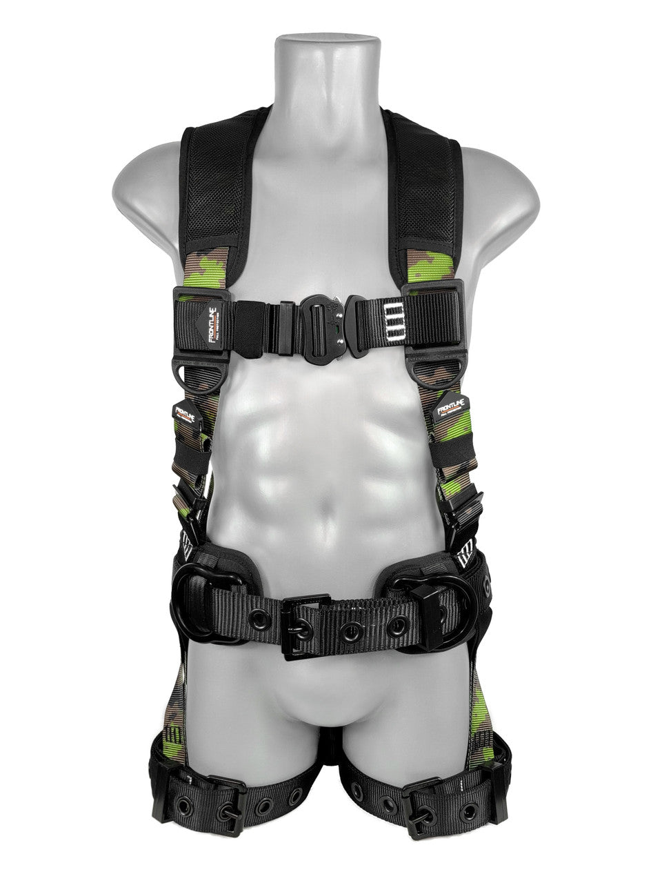 Frontline Fall 110CTB-S-CF 110CTB-CF Camouflage Full Body Harness with Aluminum Hardware and Suspension Trauma Straps – Polyurethane Protection PPE
