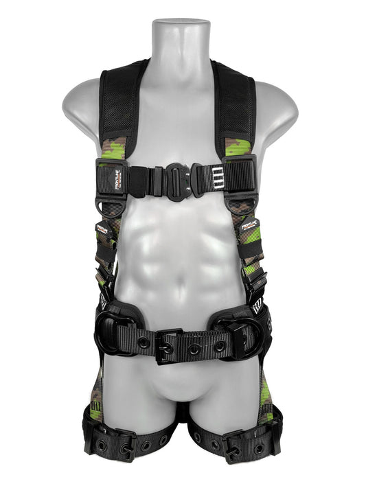 Frontline Fall 110CTB-S-CF 110CTB-CF Camouflage Full Body Harness with Aluminum Hardware and Suspension Trauma Straps – Polyurethane Protection PPE