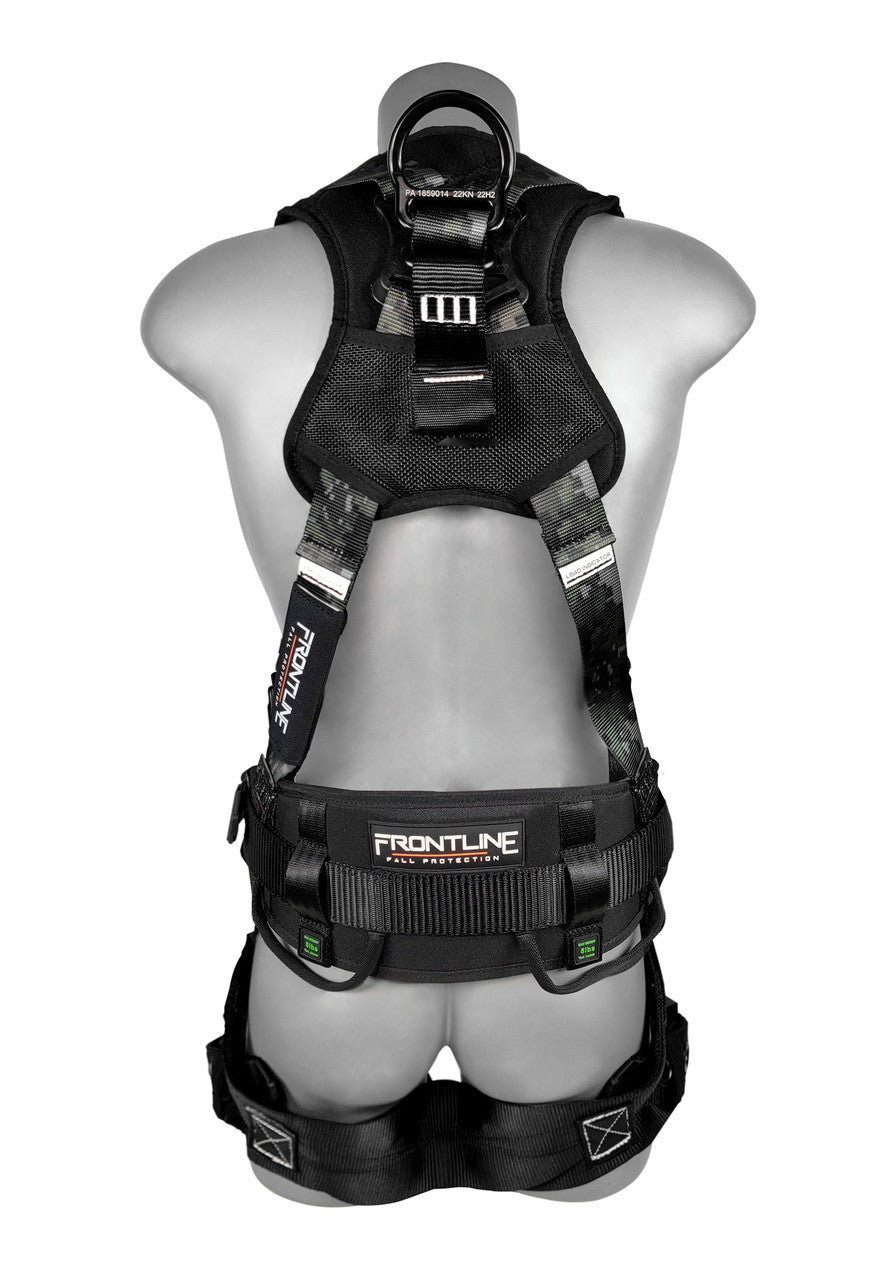 Frontline Fall 110CTB-S-DC 110CTB-DC Digital Camo Full Body Harness with Aluminum Hardware and Suspension Trauma Straps – Polyurethane Worksite Safety & Industrial Supplies PPE