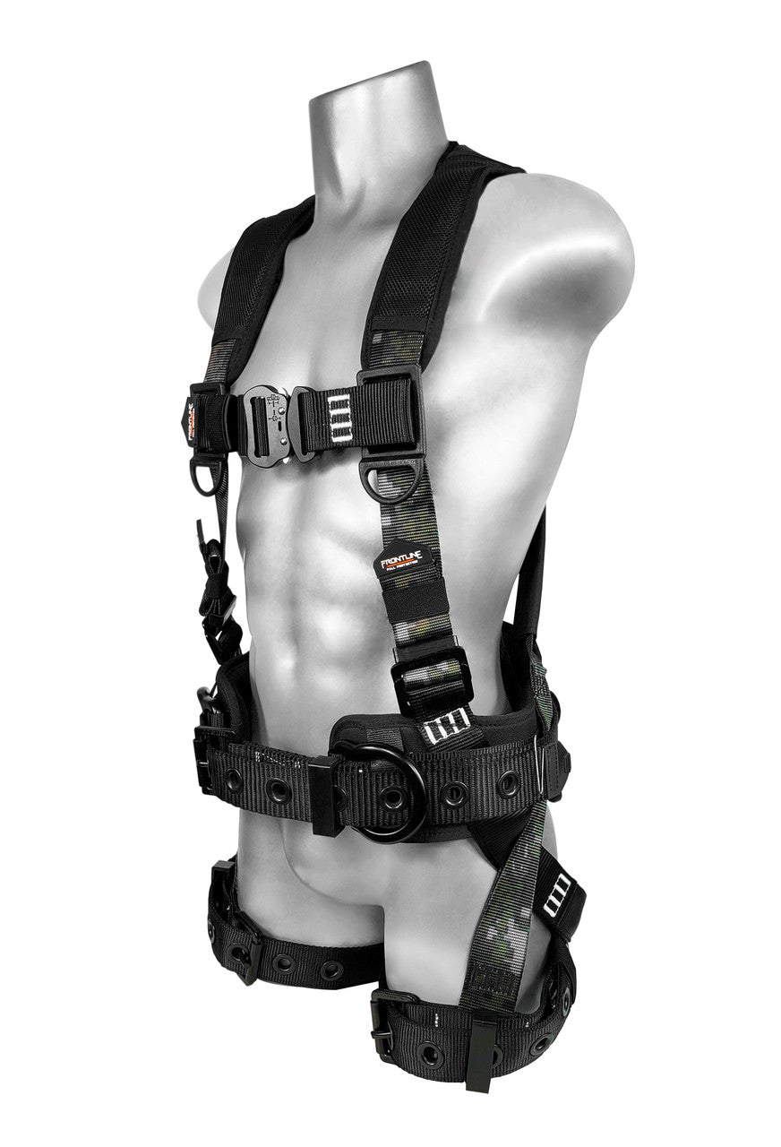 110CTB-ML-DC Frontline Fall 110CTB-S-DC 110CTB-DC Digital Camo Full Body Harness with Aluminum Hardware and Suspension Trauma Straps – Polyurethane Worksite Safety & Industrial Supplies PPE