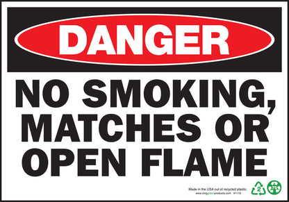 ZING Sign, Danger No Smoking, Matches Or Open Flame, 7X10, Aluminum - official Zing product image 4