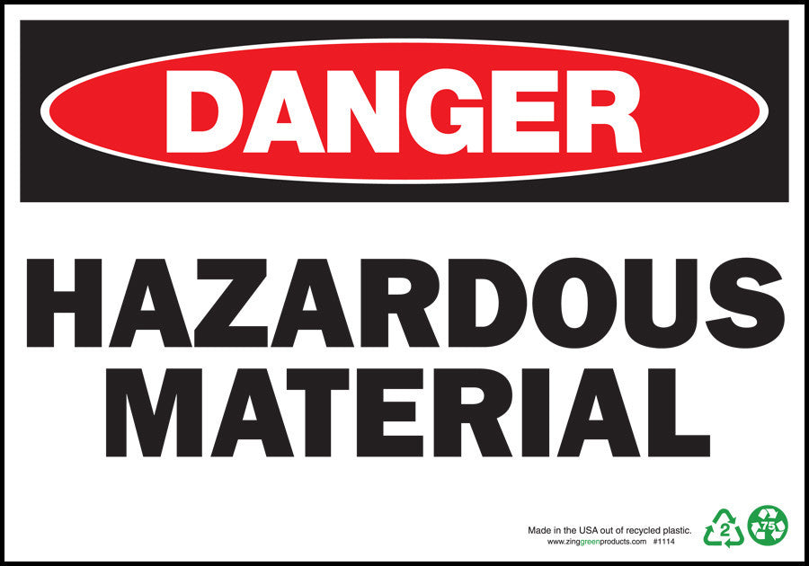 ZING Sign, Danger, Hazardous Waste 7X10 In. Aluminum.. - 1974A