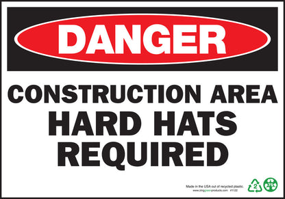 ZING Sign, Danger Construction Area Hard Hats Requi, 7X10, Aluminum - official Zing product image 2