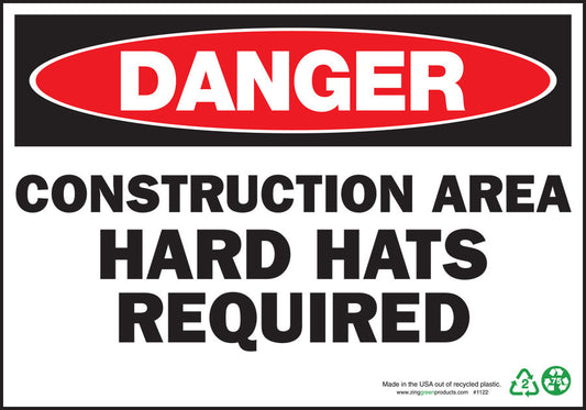 ZING Sign, Danger Construction Area Hard Hats Requi, 7X10, Aluminum - official Zing product image 2