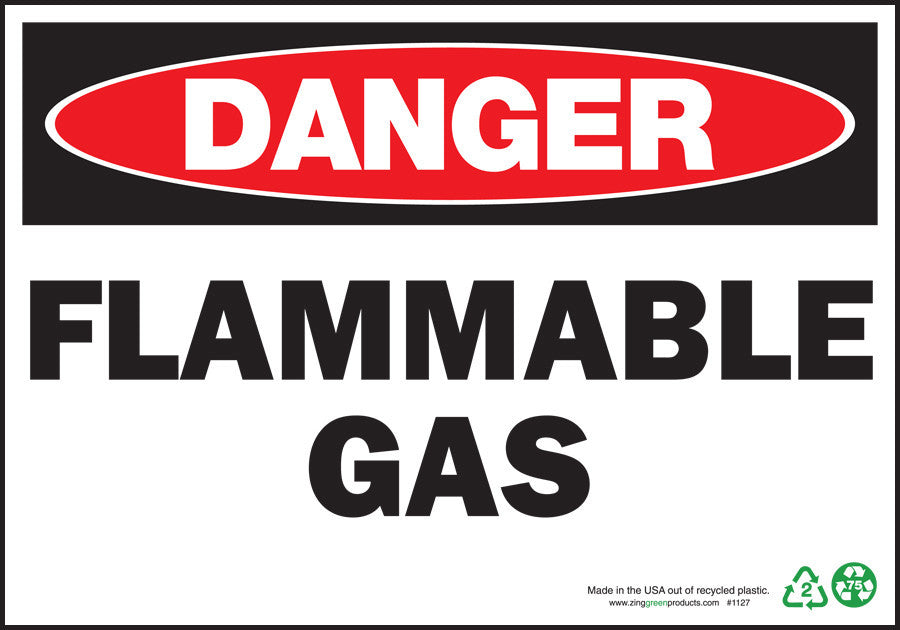 ZING Sign, Danger Flammable Gas, 10X14, Adhesive - official Zing product image 2