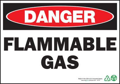ZING Sign, Danger Flammable Gas, 10X14, Adhesive - official Zing product image 2
