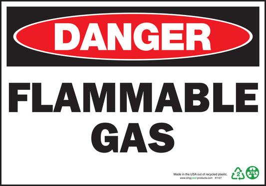 ZING Safety Sign, Danger Flammable Gas, 10X14, Alum - official Zing product image 1