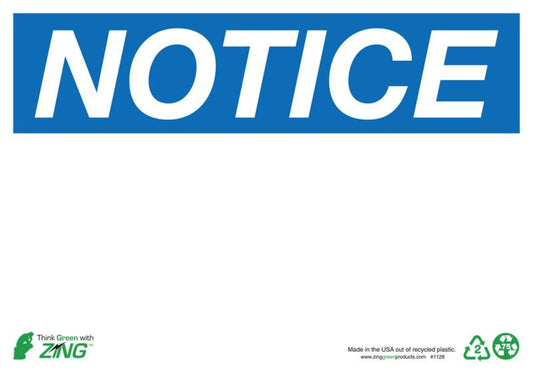 ZING Sign, Notice (Blank), 10X14, Adhesive - official Zing product image 1