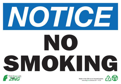 ZING Sign, Notice No Smoking, 7X10, Adhesive - official Zing product image 1