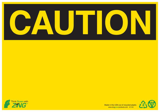 ZING Sign, Caution (Blank), 7X10, Adhesive - official Zing product image 1