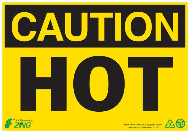 ZING Sign, Caution Hot, 7X10, Adhesive - official Zing product image 1