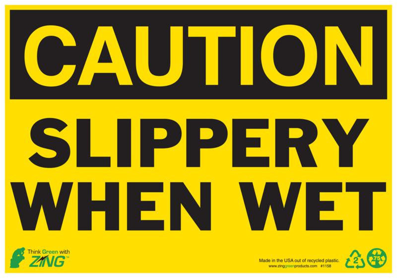ZING Sign, Caution Slippery When Wet, 10X14, Sa - official Zing product image 1
