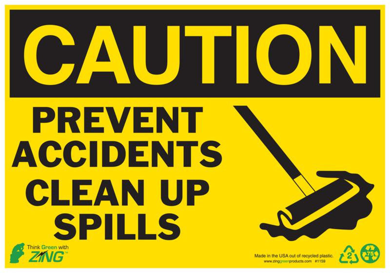 ZING Sign, Caution Clean Up Spills, 7X10, Sa - official Zing product image 1