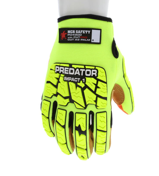 PD4900 - Predator® Mechanics Gloves - Hi-Vis Cut Resistant Work Gloves - Tire Tread TPR on Back, Fingers, and Thumb - Kevlar® Aramid Cut Resistant Palm Liner - Reinforced Thumb Crotch - ANSI/ISEA 105 Level 1 Hypodermic Needle Puncture Resistance Palm