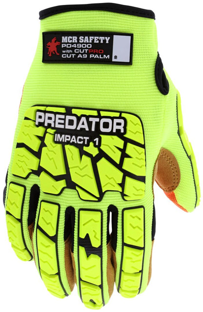 PD4900 - Predator® Mechanics Gloves - Hi-Vis Cut Resistant Work Gloves - Tire Tread TPR on Back, Fingers, and Thumb - Kevlar® Aramid Cut Resistant Palm Liner - Reinforced Thumb Crotch - ANSI/ISEA 105 Level 1 Hypodermic Needle Puncture Resistance Palm