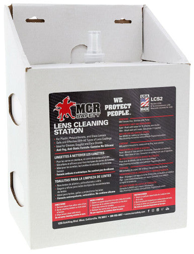 MCR Safety LCS2 - Lens Cleaning Station - 16 Ounce Solution in Spray Bottle - 4 Boxes of 300 Tissues - For Plastic, Polycarbonate, and Glass Lenses