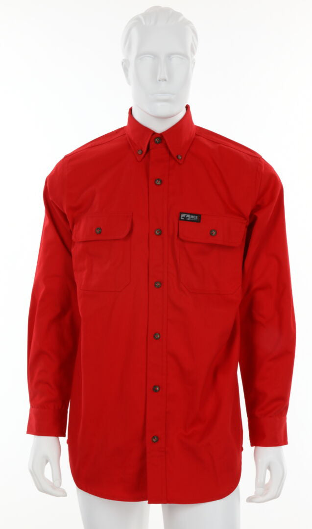 MCR Safety S1R - MCR Safety FR Gear - Flame Resistant (FR) Work Shirt - 100% Cotton - Red Flame Resistant Shirt - NFPA 70E and NFPA 2112 Compliant — manufacturer image 2