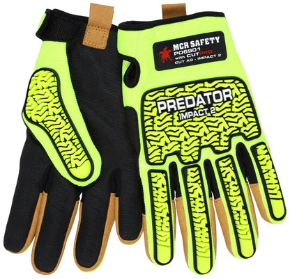 PD6901 - Predator® Mechanics Gloves - Hi-Visibility and Cut Resistant Work Gloves - Tire Tread TPR on Back, Fingers, and Thumb - 360° HyperMax® HPPE Cut Resistant Liner - MAXGrid™ Pattern Palm for Dry, Wet, or Oily Grip