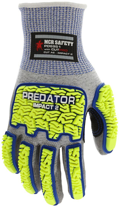 PD6951 - Predator® Mechanics Work Glove - Impact Resistant Glove - Cut Resistant HyperMax® HPPE Shell - Tire Tread TPR Back, Fingers, Thumb - Polyurethane Palm - Reinforced Thumb Crotch - **Updated Puncture Score is Level 3 Some inventory marked 4**