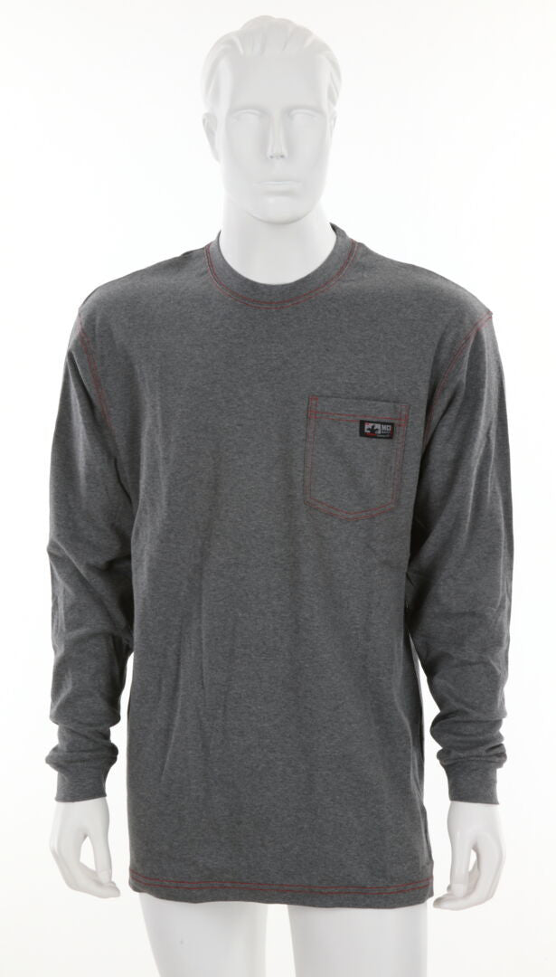 MCR Safety LST1G - MCR Safety FR Gear - Gray Flame Resistant FR Work Shirts - Lightweight Long Sleeve T-Shirt - Comfortable 100% FR Cotton Fabric - Provides CAT2 Protection — manufacturer image 2