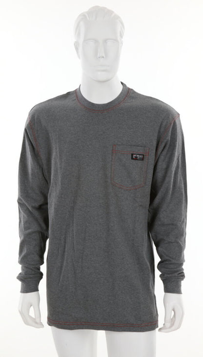 MCR Safety LST1G - MCR Safety FR Gear - Gray Flame Resistant FR Work Shirts - Lightweight Long Sleeve T-Shirt - Comfortable 100% FR Cotton Fabric - Provides CAT2 Protection — manufacturer image 2