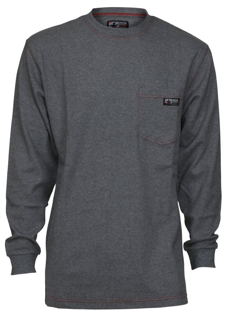 MCR Safety LST1G - MCR Safety FR Gear - Gray Flame Resistant FR Work Shirts - Lightweight Long Sleeve T-Shirt - Comfortable 100% FR Cotton Fabric - Provides CAT2 Protection — manufacturer image 5