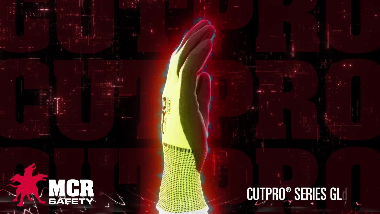 9277PU - MCR Safety CutPro® - 13 Gauge HyperMax® HPPE Shell - PU Coated Palm and Fingertips - Hi-Visibility Cut Resistant Work Gloves