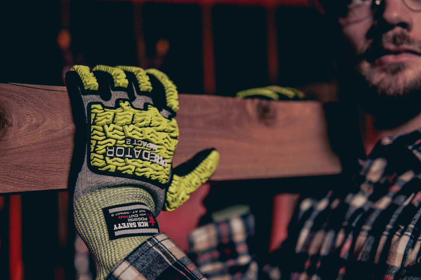 PD6952 - Predator® Mechanics Work Gloves - Hi-Visibility Impact Resistant Work Gloves - Cut Resistant HyperMax® HPPE Shell - Tire Tread TPR on Back, Fingers, and Thumb - Bi-polymer Coated Palm and Fingers - Reinforced Thumb Crotch for Prolonged Wear