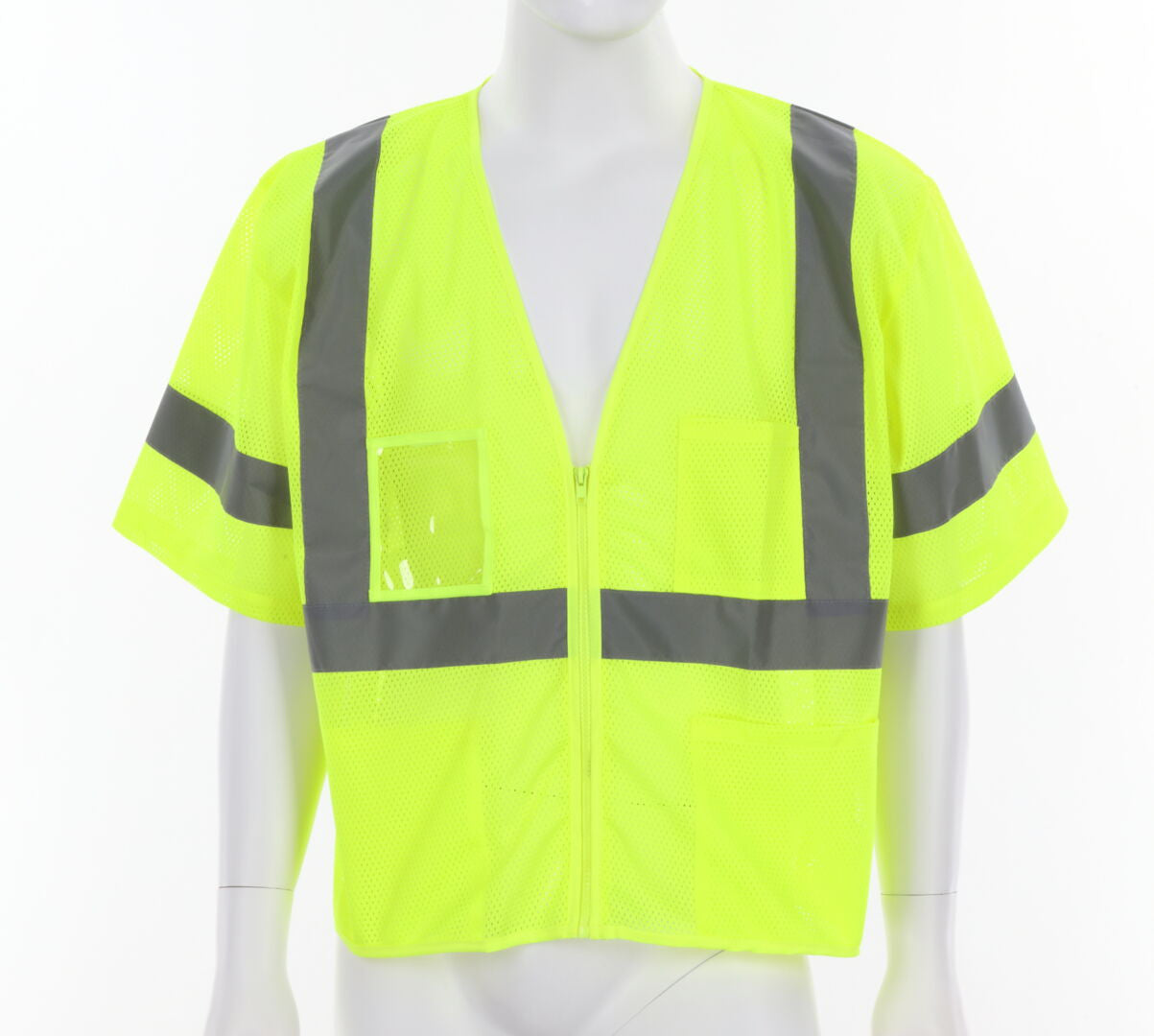 MCR Safety VCL3MLZ - Luminator® Series Hi-Vis Reflective Lime Safety Vest - Zipper Front Closure - Meets ANSI/ISEA 107 Hi-Vis Standard - Type R Class 3 Compliant - Breathable Mesh Material helps Keep you Cooler in Warmer Environments — manufacturer image 2