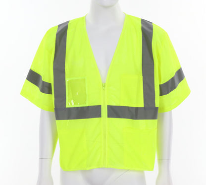 MCR Safety VCL3MLZ - Luminator® Series Hi-Vis Reflective Lime Safety Vest - Zipper Front Closure - Meets ANSI/ISEA 107 Hi-Vis Standard - Type R Class 3 Compliant - Breathable Mesh Material helps Keep you Cooler in Warmer Environments — manufacturer image 2