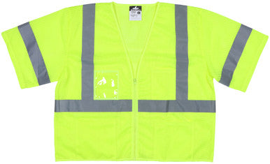 MCR Safety VCL3MLZ - Luminator® Series Hi-Vis Reflective Lime Safety Vest - Zipper Front Closure - Meets ANSI/ISEA 107 Hi-Vis Standard - Type R Class 3 Compliant - Breathable Mesh Material helps Keep you Cooler in Warmer Environments