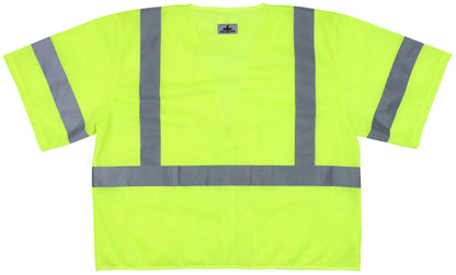MCR Safety VCL3MLZ - Luminator® Series Hi-Vis Reflective Lime Safety Vest - Zipper Front Closure - Meets ANSI/ISEA 107 Hi-Vis Standard - Type R Class 3 Compliant - Breathable Mesh Material helps Keep you Cooler in Warmer Environments — manufacturer image 3