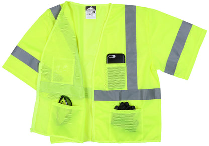 MCR Safety VCL3MLZ - Luminator® Series Hi-Vis Reflective Lime Safety Vest - Zipper Front Closure - Meets ANSI/ISEA 107 Hi-Vis Standard - Type R Class 3 Compliant - Breathable Mesh Material helps Keep you Cooler in Warmer Environments — manufacturer image 4