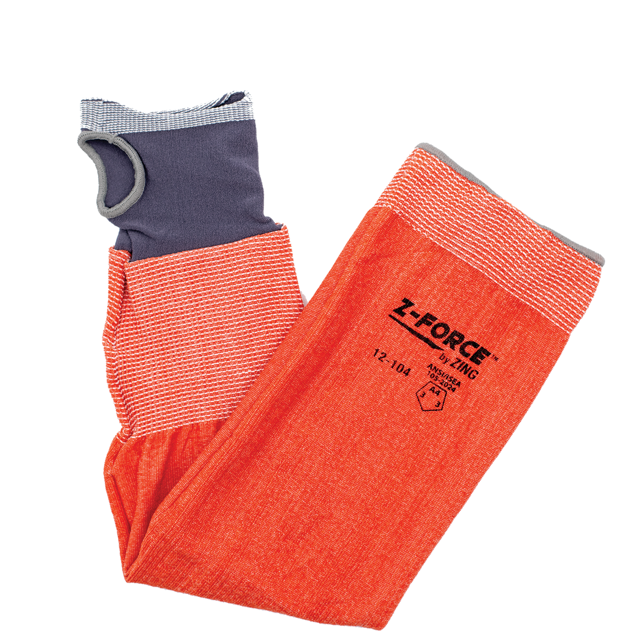 Z-Force Cut-Resistant Sleeve, 18 Gauge ANSI A4 Orange HPPE Sleeve with Thumbhole 18" Length 12-104 - official Zing product image 1