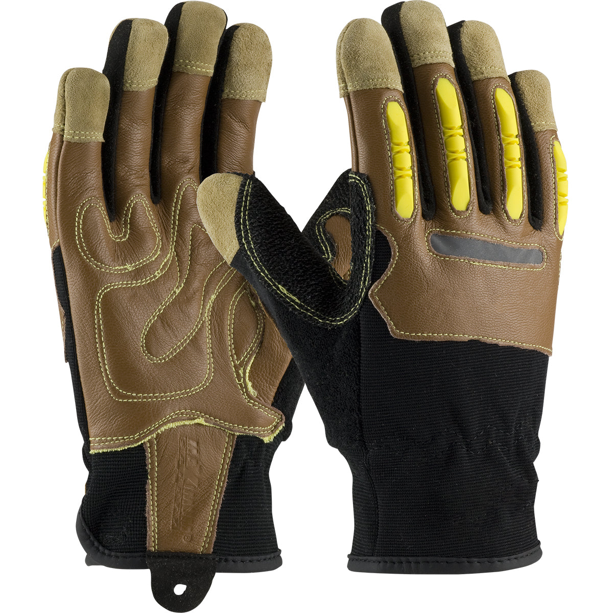 PIP 120-4100 – Goatskin Leather Palm Glove with Leather/Fabric Back and A4 Kevlar® Blend Lining - TPR Finger Guards