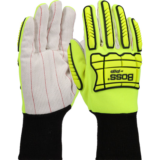 Boss 120-MP2050 – White Corded Cotton Palm and Spandex Back with TPR Impact Protection