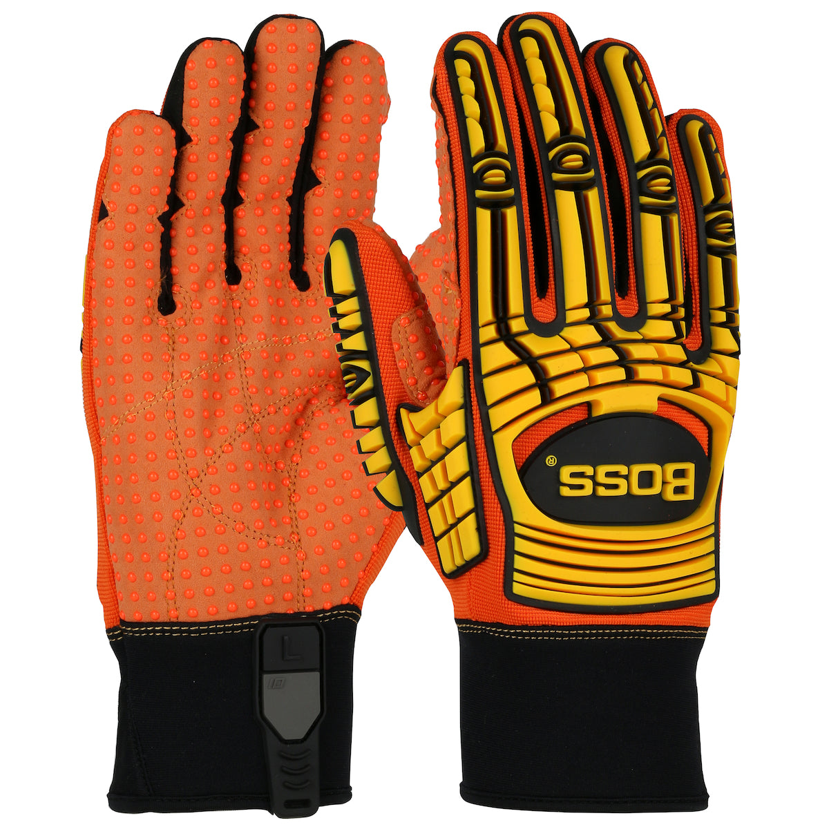 Boss® Synthetic Leather Palm with PVC Dotted Grip and Spandex Back - TPR Impact Protection