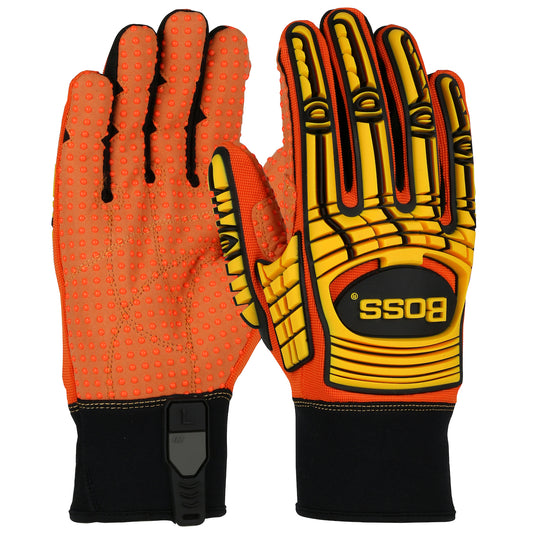 Boss® Synthetic Leather Palm with PVC Dotted Grip and Spandex Back - TPR Impact Protection