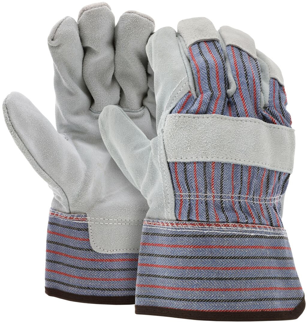 Split Cowhide Leather Palm Work Gloves, Safety Cuff, Wing Thumb