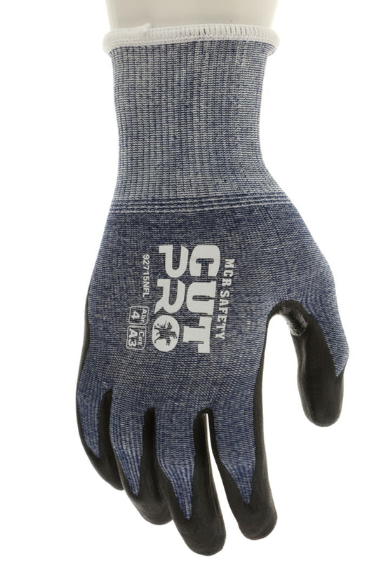 92715NF - MCR Safety CutPro® - 15 Gauge HyperMax® HPPE Shell - Cut, Abrasion, and Puncture Resistant - Nitrile Foam Coated Palm and Fingertips - Reinforced Thumb Crotch Provides Additional Wear