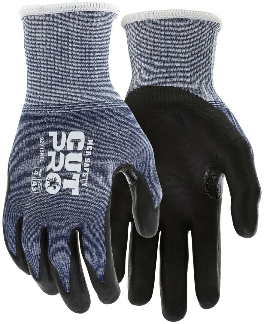 92715NF - MCR Safety CutPro® - 15 Gauge HyperMax® HPPE Shell - Cut, Abrasion, and Puncture Resistant - Nitrile Foam Coated Palm and Fingertips - Reinforced Thumb Crotch Provides Additional Wear